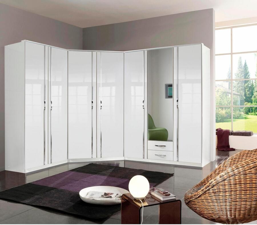 Anders Kledingkast 3 deuren 1 spiegel + 2 lades Wit decor L 135 x D 56 x H 199 cm TRIO