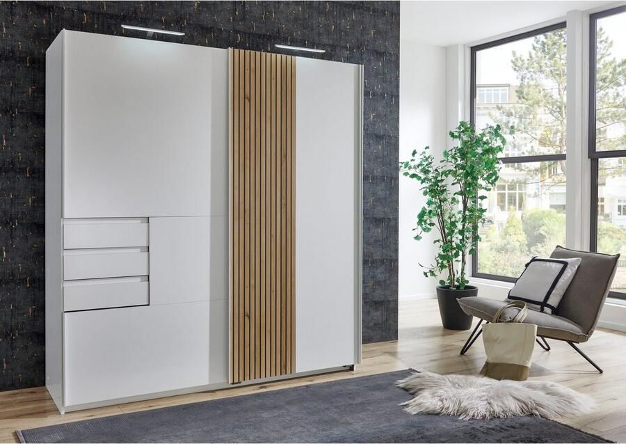 Wimex Schuifdeurkast Coburg kledingkast Made in Germany met akoestisch paneel uiterlijk of houtlook eikenkleur 180 cm breed - Foto 2