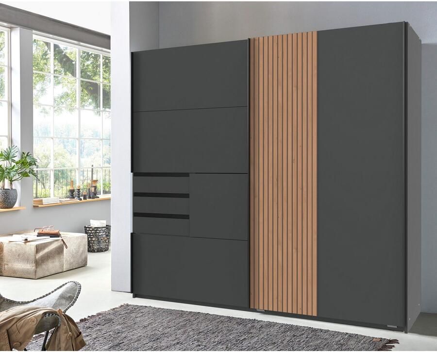 Wimex Schuifdeurkast Coburg kledingkast Made in Germany met akoestisch paneel uiterlijk of houtlook eikenkleur 180 cm breed - Foto 2