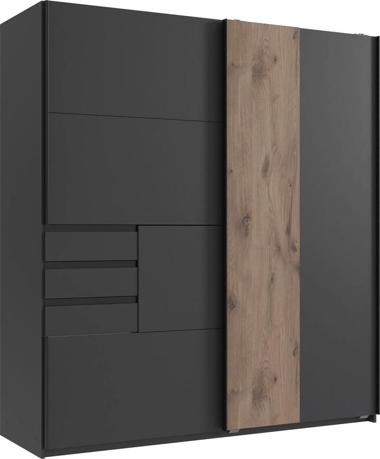 Wimex Schuifdeurkast Coburg kledingkast Made in Germany met akoestisch paneel uiterlijk of houtlook eikenkleur 180 cm breed - Foto 8