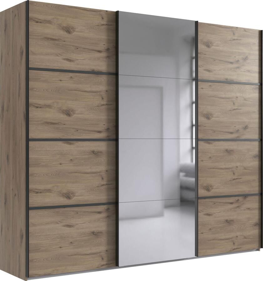 Wimex Schuifdeurkast Jork kledingkast met spiegel zwarte metalen handgrepen Kast in verschillende maten en binneninrichtingsvarianten - Foto 15