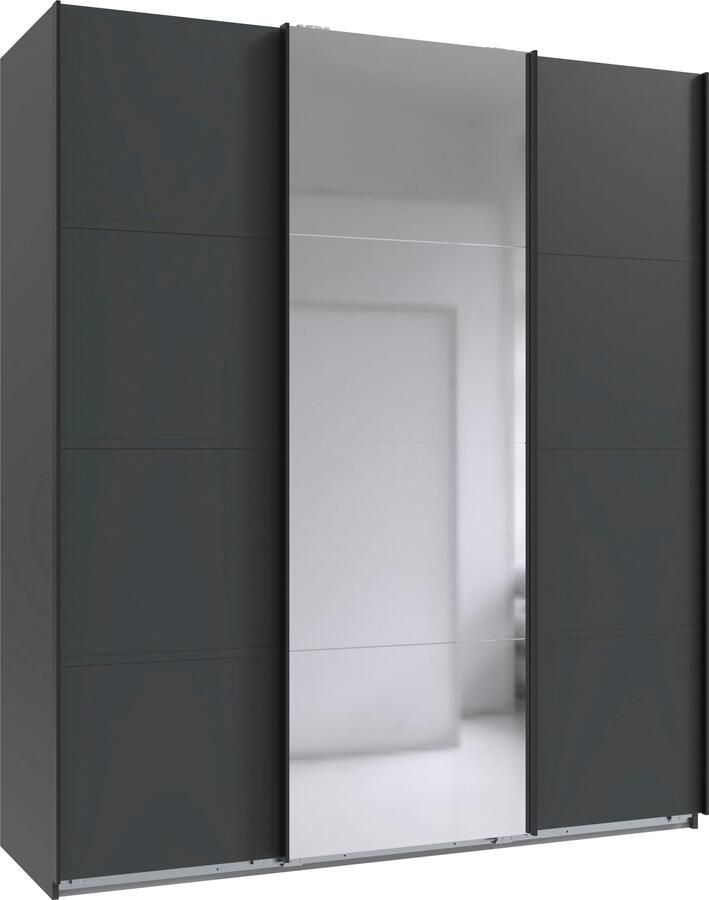 Wimex Schuifdeurkast Jork kledingkast met spiegel zwarte metalen handgrepen Kast in verschillende maten en binneninrichtingsvarianten - Foto 14