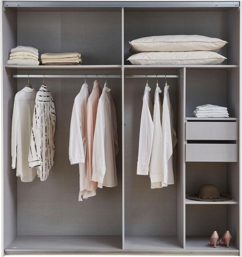 Wimex Schuifdeurkast Jork kledingkast met spiegel zwarte metalen handgrepen Kast in verschillende maten en binneninrichtingsvarianten - Foto 5