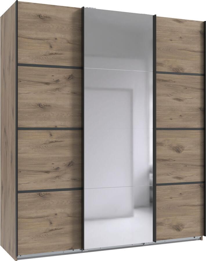 Wimex Schuifdeurkast Jork kledingkast met spiegel zwarte metalen handgrepen Kast in verschillende maten en binneninrichtingsvarianten - Foto 15