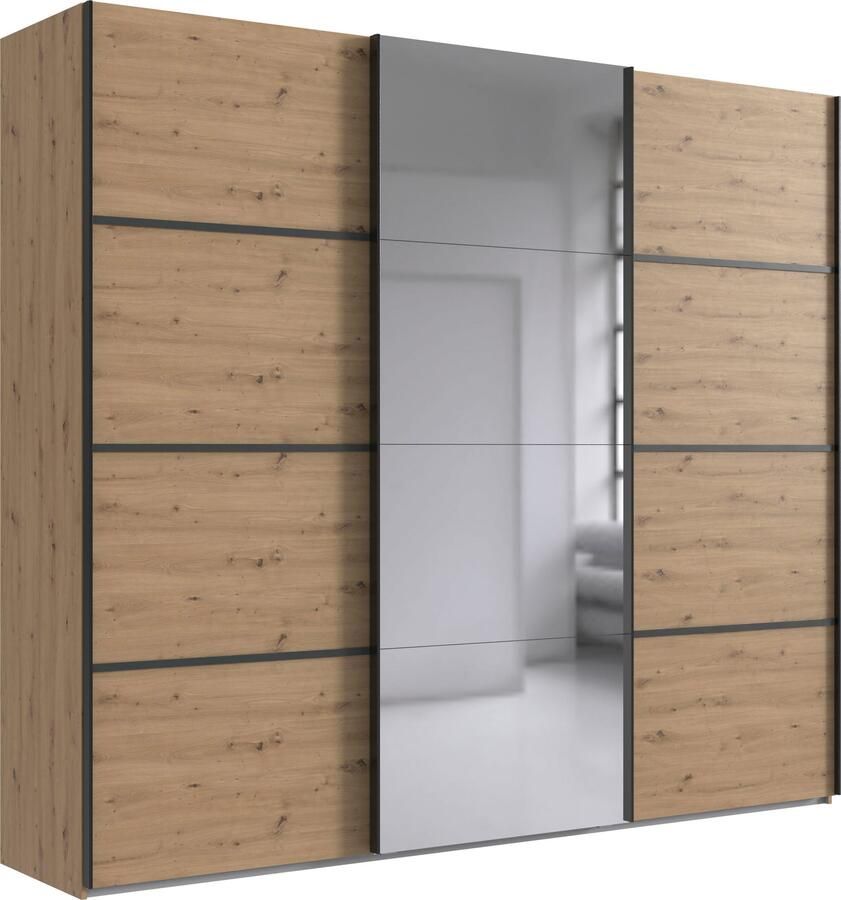 Wimex Schuifdeurkast Jork kledingkast met spiegel zwarte metalen handgrepen Kast in verschillende maten en binneninrichtingsvarianten - Foto 14