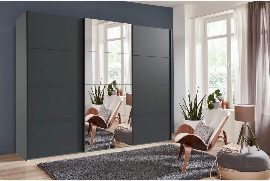 Wimex Schuifdeurkast Jork kledingkast met spiegel zwarte metalen handgrepen Kast in verschillende maten en binneninrichtingsvarianten - Foto 7