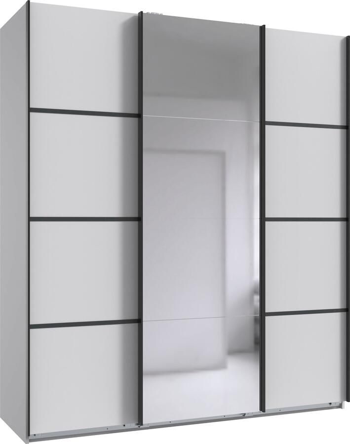 Wimex Schuifdeurkast Jork kledingkast met spiegel zwarte metalen handgrepen Kast in verschillende maten en binneninrichtingsvarianten - Foto 15