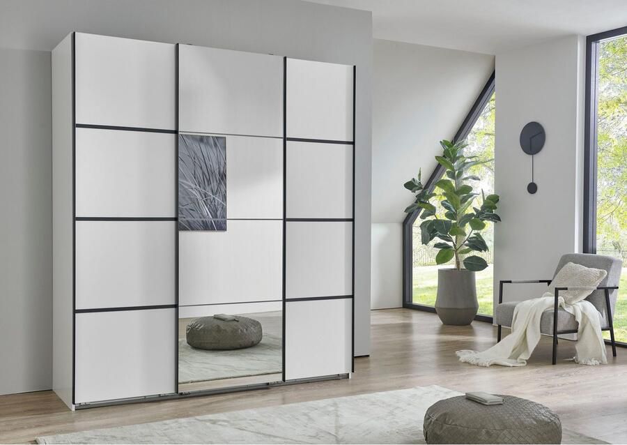 Wimex Schuifdeurkast Jork kledingkast met spiegel zwarte metalen handgrepen Kast in verschillende maten en binneninrichtingsvarianten - Foto 7