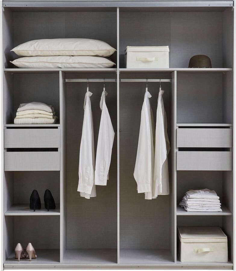 Wimex Schuifdeurkast Jork kledingkast met spiegel zwarte metalen handgrepen Kast in verschillende maten en binneninrichtingsvarianten - Foto 6