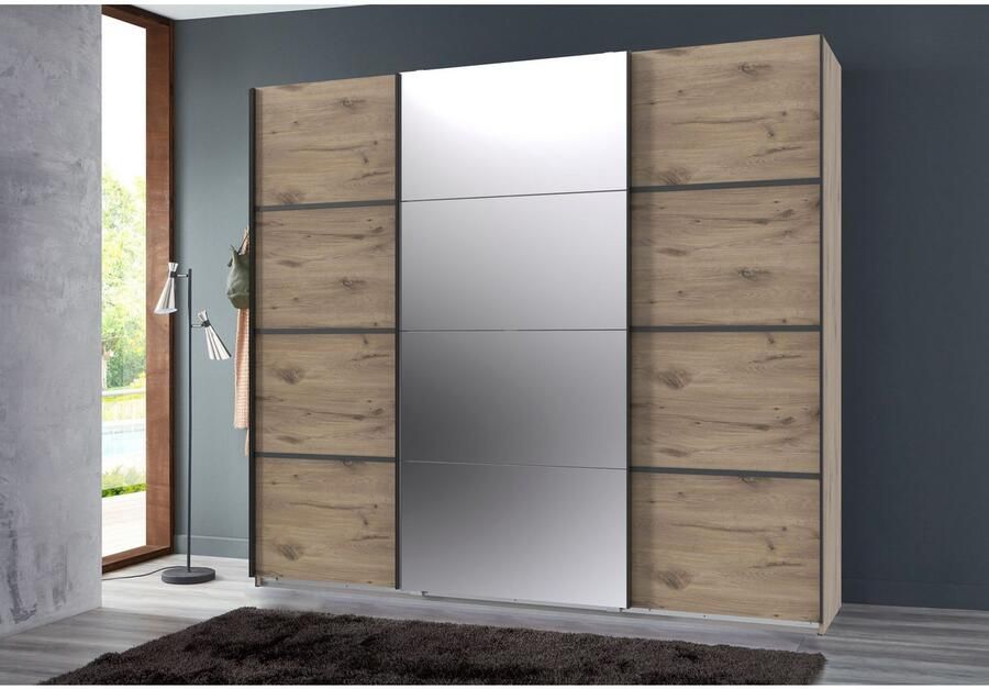 Wimex Schuifdeurkast Jork kledingkast met spiegel zwarte metalen handgrepen Kast in verschillende maten en binneninrichtingsvarianten - Foto 8