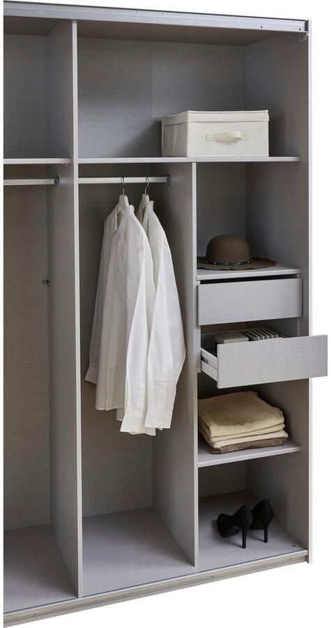 Wimex Schuifdeurkast Jork kledingkast met spiegel zwarte metalen handgrepen Kast in verschillende maten en binneninrichtingsvarianten - Foto 11