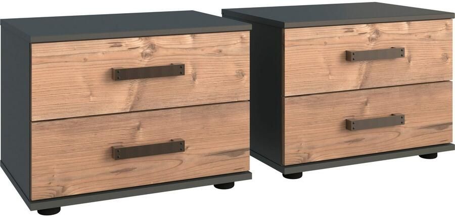 Wimex Slaapkamerserie Stockholm rustieke look in industrieel ontwerp 6-delig kledingkast met spiegel bed inclusief lades (set) - Foto 16