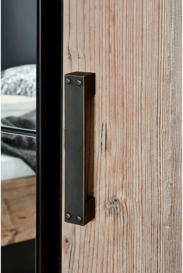 Wimex Slaapkamerserie Stockholm rustieke look in industrieel ontwerp 6-delig kledingkast met spiegel bed inclusief lades (set) - Foto 14
