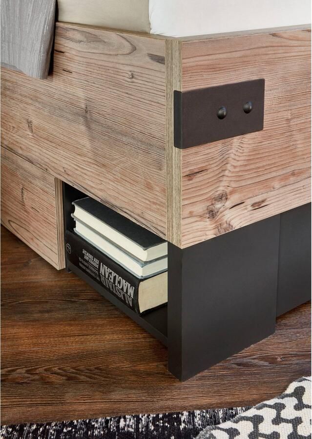 Wimex Slaapkamerserie Stockholm rustieke look in industrieel ontwerp 6-delig kledingkast met spiegel bed inclusief lades (set) - Foto 10