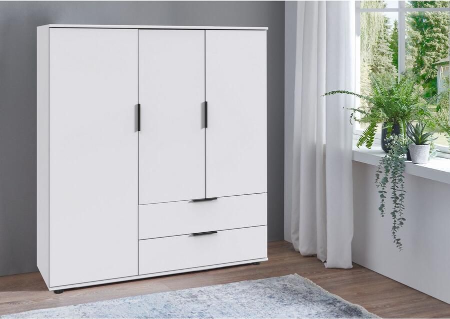 Wimex Waskast Easy Plus kledingkast garderobe 2 lades 81 of 130 cm breed in verschillende kleuren moderne look met zwarte metalen handgrepen - Foto 3