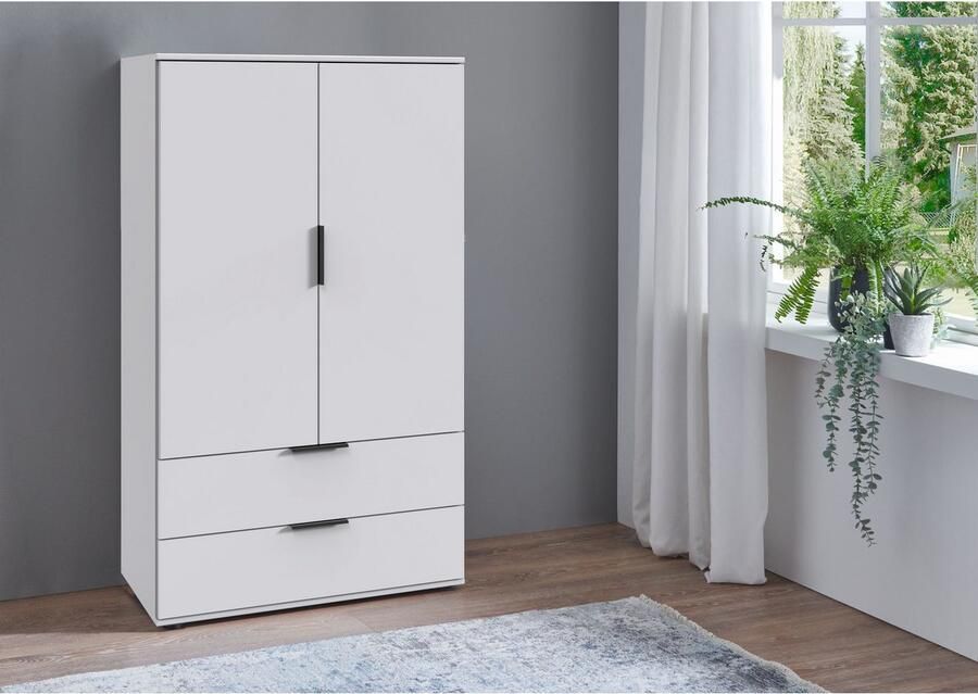 Wimex Waskast Easy Plus kledingkast garderobe 2 lades 81 of 130 cm breed in verschillende kleuren moderne look met zwarte metalen handgrepen - Foto 2