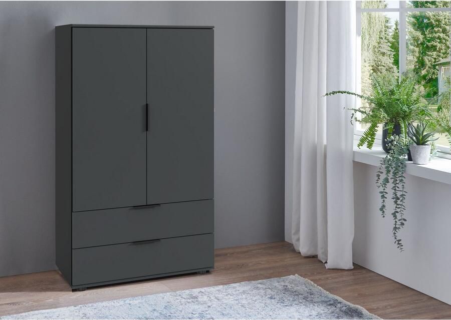 Wimex Waskast Easy Plus kledingkast garderobe 2 lades 81 of 130 cm breed in verschillende kleuren moderne look met zwarte metalen handgrepen - Foto 8