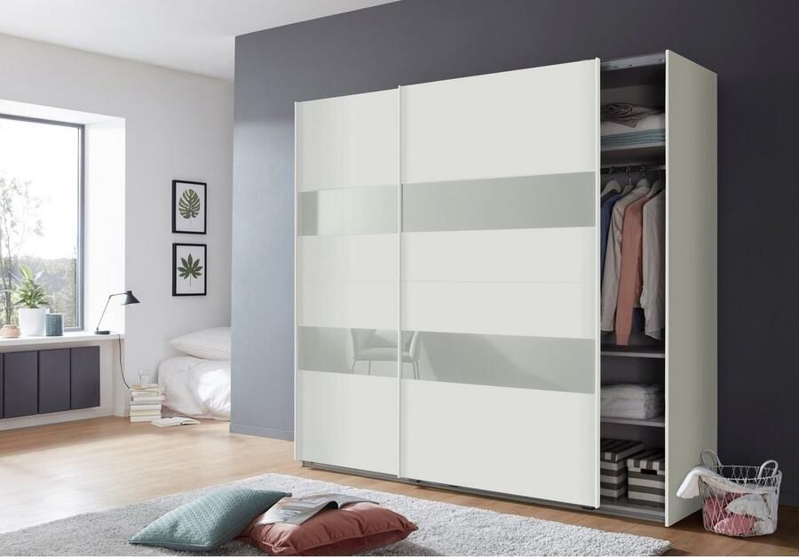 Woonexpress Kledingkast Mierlo Hout Wit 225x208x65 cm (BxHxD) Schuifdeuren Hang-legkast Met 4 Legplanken en 2 Roedes - Foto 7