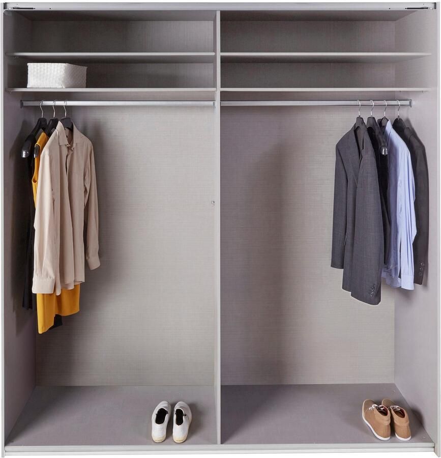 Woonexpress Kledingkast Mierlo Hout Wit 225x236x65 cm (BxHxD) Schuifdeuren Hang-legkast Met 4 Legplanken en 2 Roedes - Foto 7
