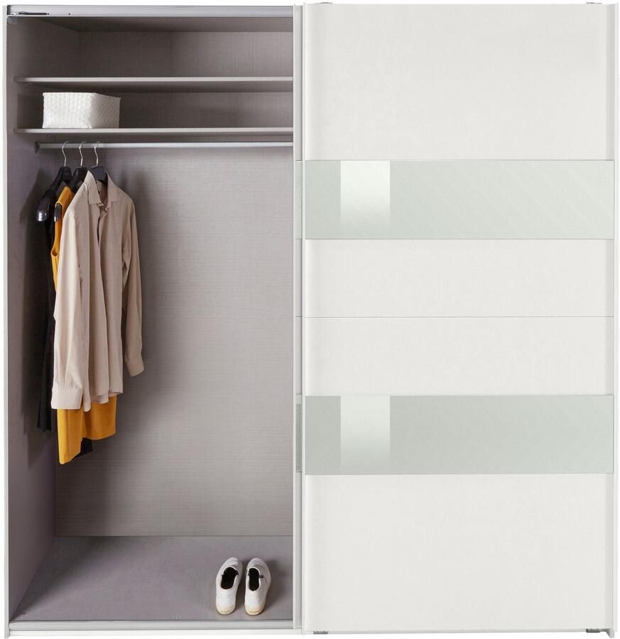 Woonexpress Kledingkast Mierlo Hout Wit 225x236x65 cm (BxHxD) Schuifdeuren Hang-legkast Met 4 Legplanken en 2 Roedes - Foto 6