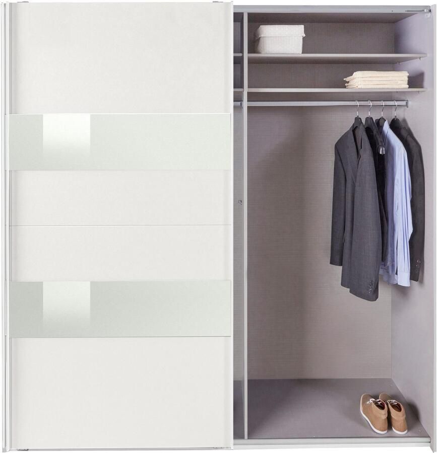 Woonexpress Kledingkast Mierlo Hout Wit 225x236x65 cm (BxHxD) Schuifdeuren Hang-legkast Met 4 Legplanken en 2 Roedes - Foto 8