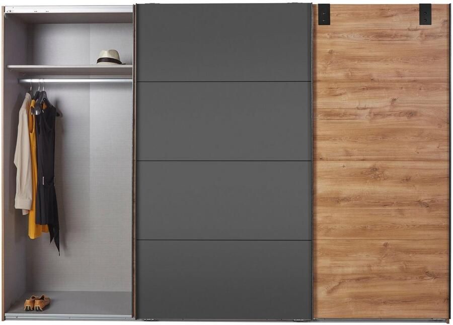 Wimex Zweefdeurkast Malmö kledingkast optioneel met of zonder spiegel Kledingkast in industriële stijl 225 of 270 cm breed - Foto 7