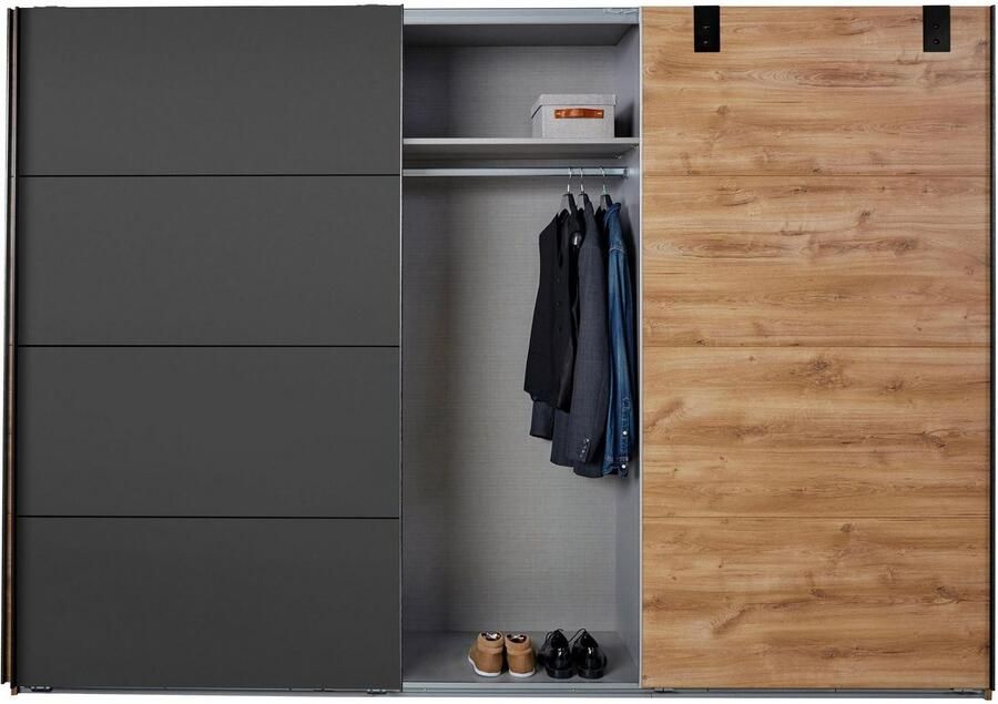 Wimex Zweefdeurkast Malmö kledingkast optioneel met of zonder spiegel Kledingkast in industriële stijl 225 of 270 cm breed - Foto 10