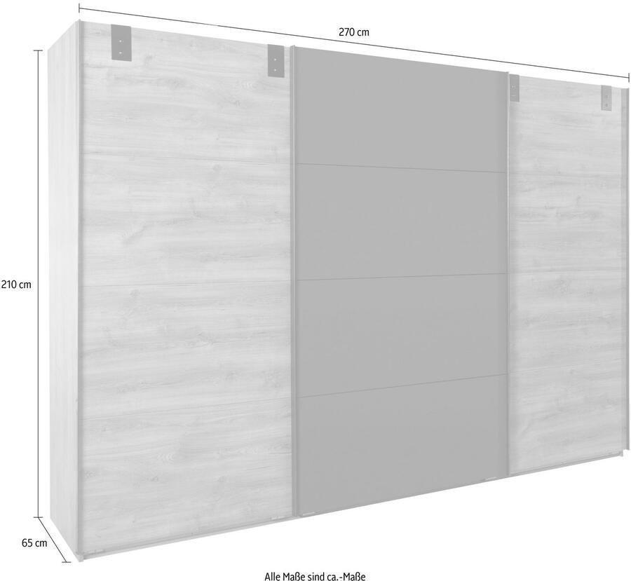 Wimex Zweefdeurkast Malmö kledingkast optioneel met of zonder spiegel Kledingkast in industriële stijl 225 of 270 cm breed - Foto 5