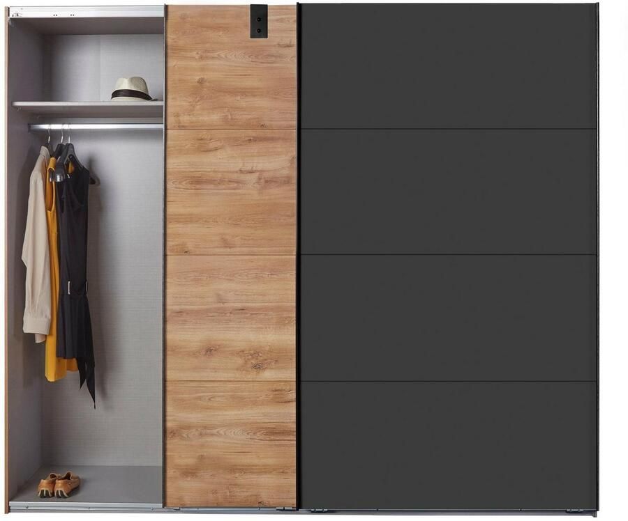 Wimex Zweefdeurkast Malmö kledingkast optioneel met of zonder spiegel Kledingkast in industriële stijl 225 of 270 cm breed - Foto 10