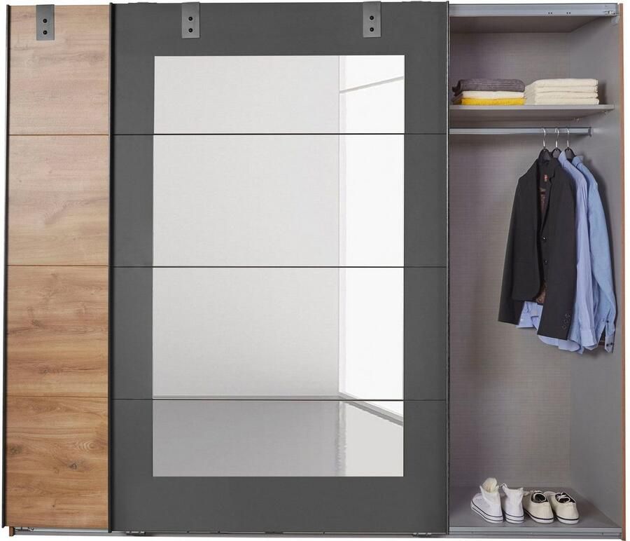 Wimex Zweefdeurkast Malmö kledingkast optioneel met of zonder spiegel Kledingkast in industriële stijl 225 of 270 cm breed - Foto 11
