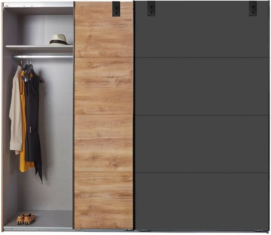 Wimex Zweefdeurkast Malmö kledingkast optioneel met of zonder spiegel Kledingkast in industriële stijl 225 of 270 cm breed - Foto 9