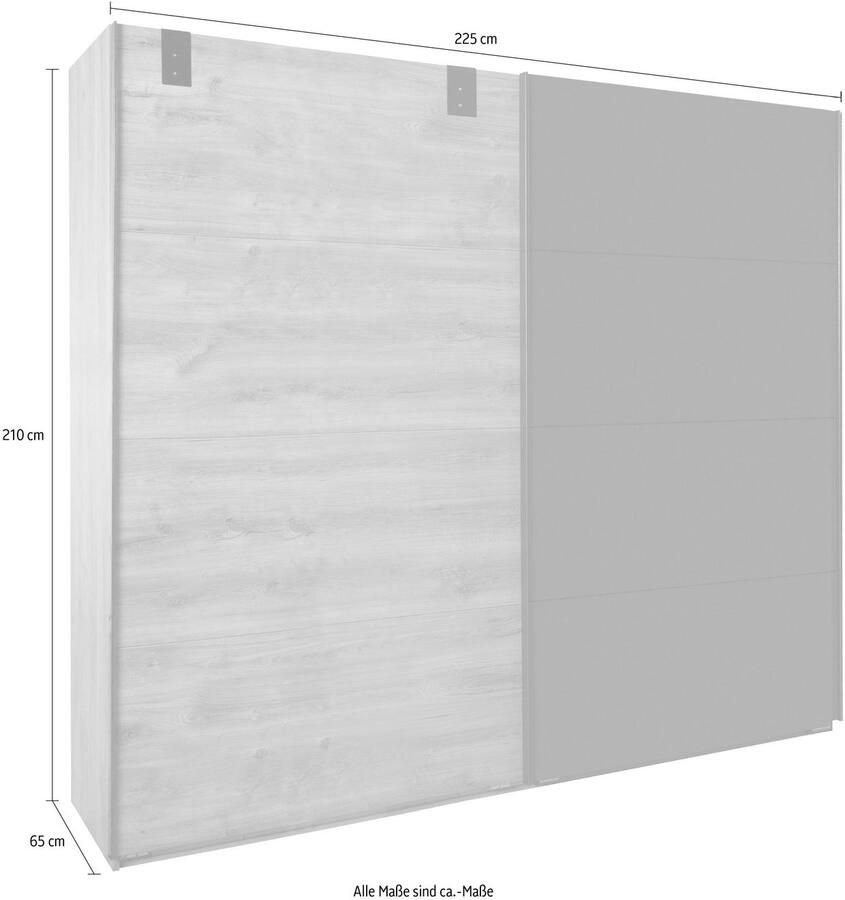 Wimex Zweefdeurkast Malmö kledingkast optioneel met of zonder spiegel Kledingkast in industriële stijl 225 of 270 cm breed - Foto 5