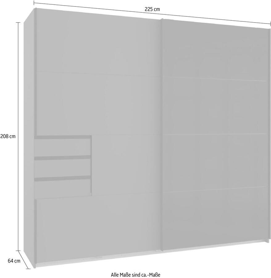 Wimex Zweefdeurkast Saigon met glazen elementen 2 deuren 225 cm breed - Foto 5