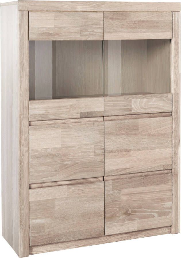 Home affaire Highboard Silkeborg mooie greeploze look gedeeltelijk massief - Foto 5