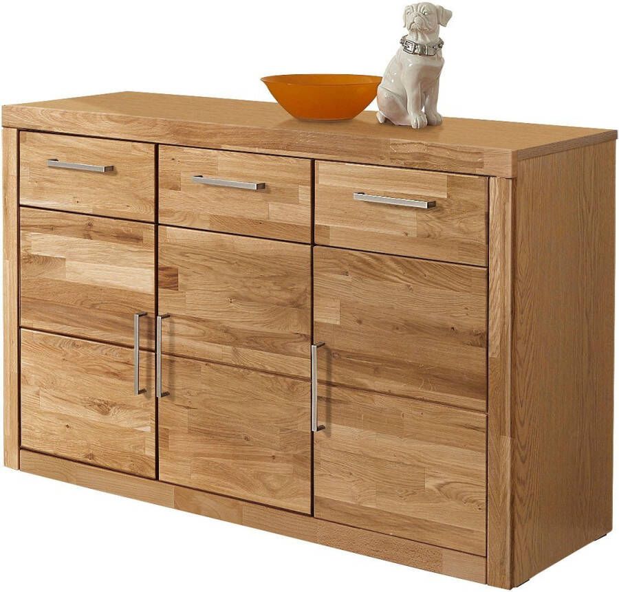 Home affaire Dressoir Logo 130cm breed 42 cm diep fronten massief hout 2 brede vakken - Foto 2