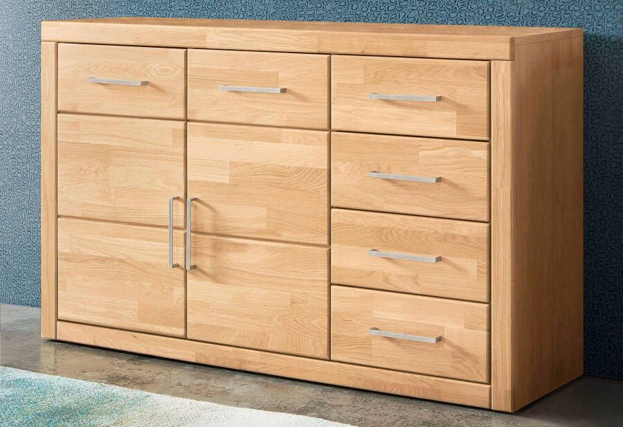 Home affaire Dressoir Trondheim 130cm breed 42 cm diep fronten massief hout metalen handgrepen - Foto 3