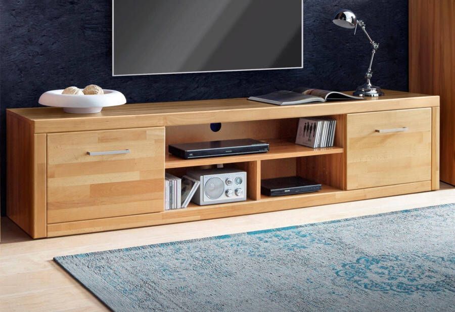 Home affaire Tv-meubel Logo 200cm breed 42 cm diep fronten massief hout kabeldoorvoer - Foto 11