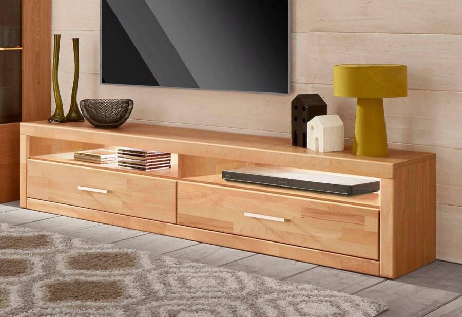Home affaire Tv-meubel Ribe 180cm breed fronten massief hout 4 vakken kabeldoorvoer - Foto 2