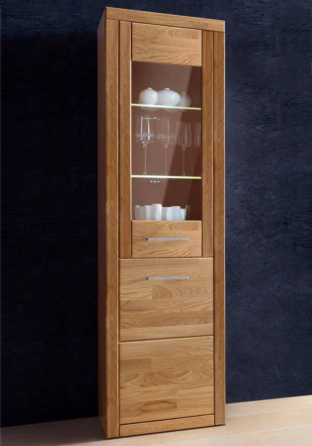 Home affaire Vitrinekast Logo 180cm hoog 42 cm diep fronten massief hout 5 vakken variabele bodems - Foto 4