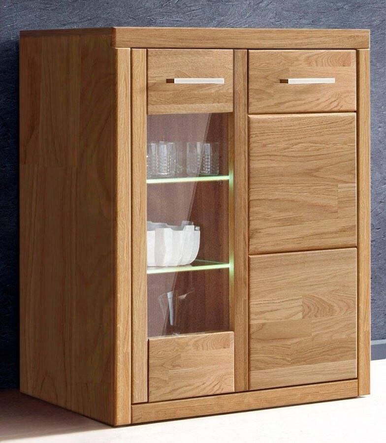 Home affaire Vitrinekast Logo 100cm hoog 42 cm diep fronten massief hout 6 vakken variabele bodems - Foto 4