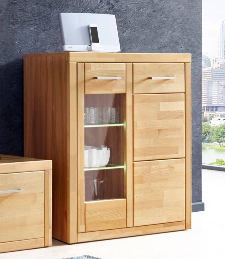 Home affaire Vitrinekast Logo 100cm hoog 42 cm diep fronten massief hout 6 vakken variabele bodems - Foto 10