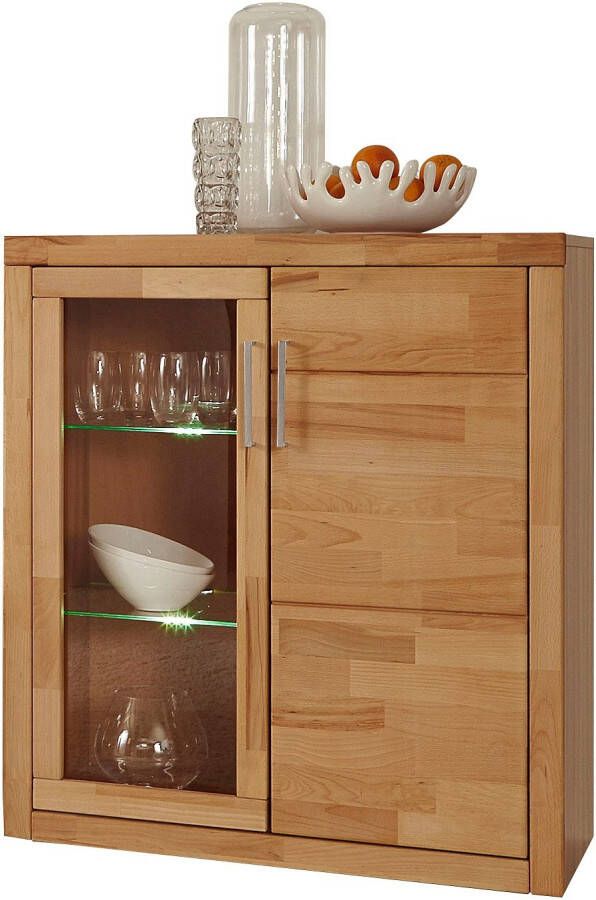 Home affaire Vitrinekast Logo 100cm hoog 42 cm diep fronten massief hout 6 vakken - Foto 2