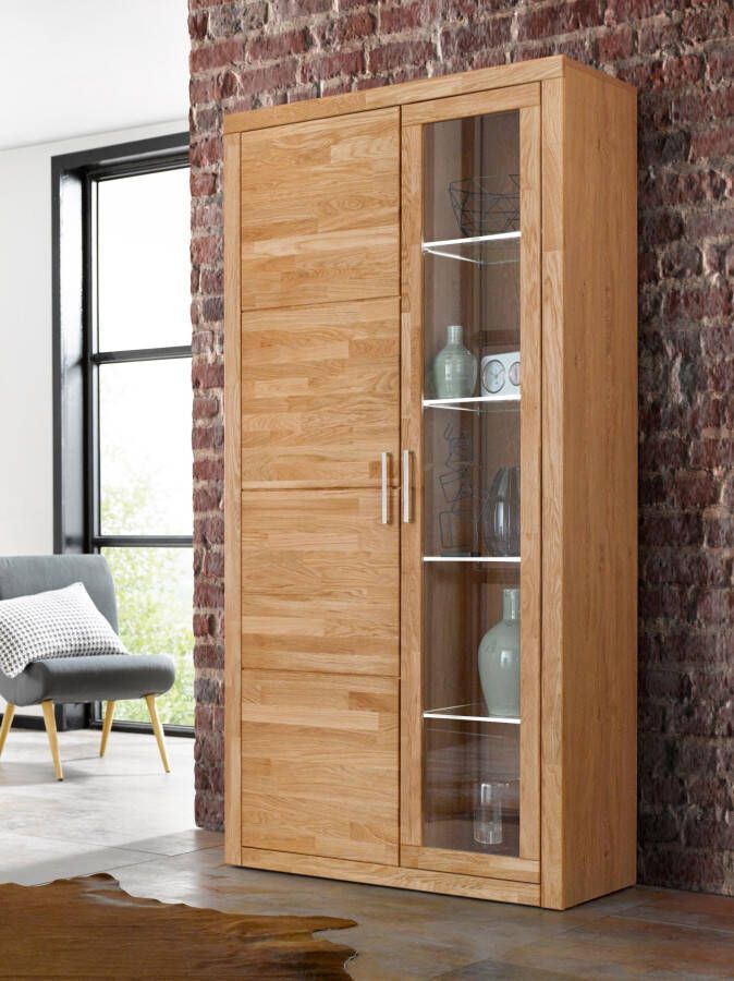 Home affaire Vitrinekast Logo 190cm hoog 42 cm diep fronten massief hout 10 vakken - Foto 10