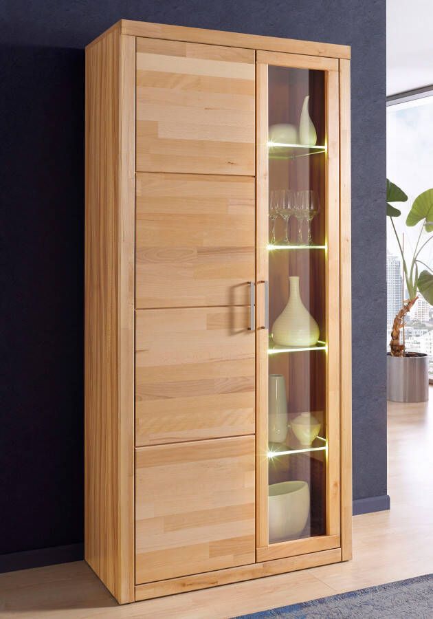 Home affaire Vitrinekast Logo 190cm hoog 42 cm diep fronten massief hout 10 vakken - Foto 15