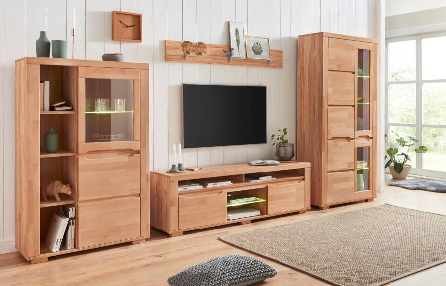 Home affaire Wandmeubel Denis gedeeltelijk massief hout (set 4 stuks)