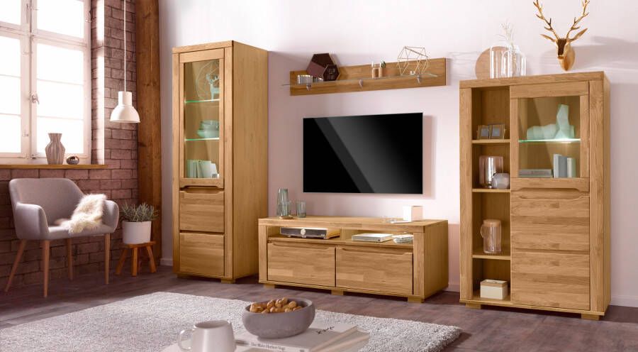 Home affaire Wandmeubel Denis gedeeltelijk massief hout (set 4 stuks)