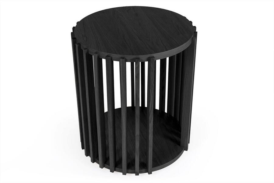 Woodman Bijzettafel Drum Breedte Diepte Hoogte: 53 53 58 cm Houtfineer van eiken armen van massief eiken - Foto 4