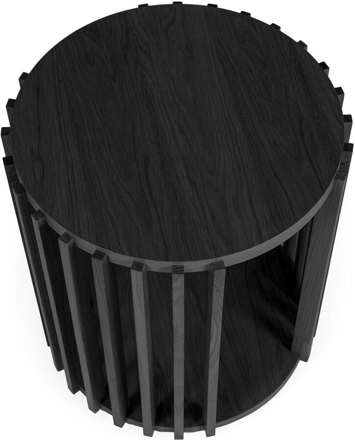 Woodman Bijzettafel Drum Breedte Diepte Hoogte: 53 53 58 cm Houtfineer van eiken armen van massief eiken