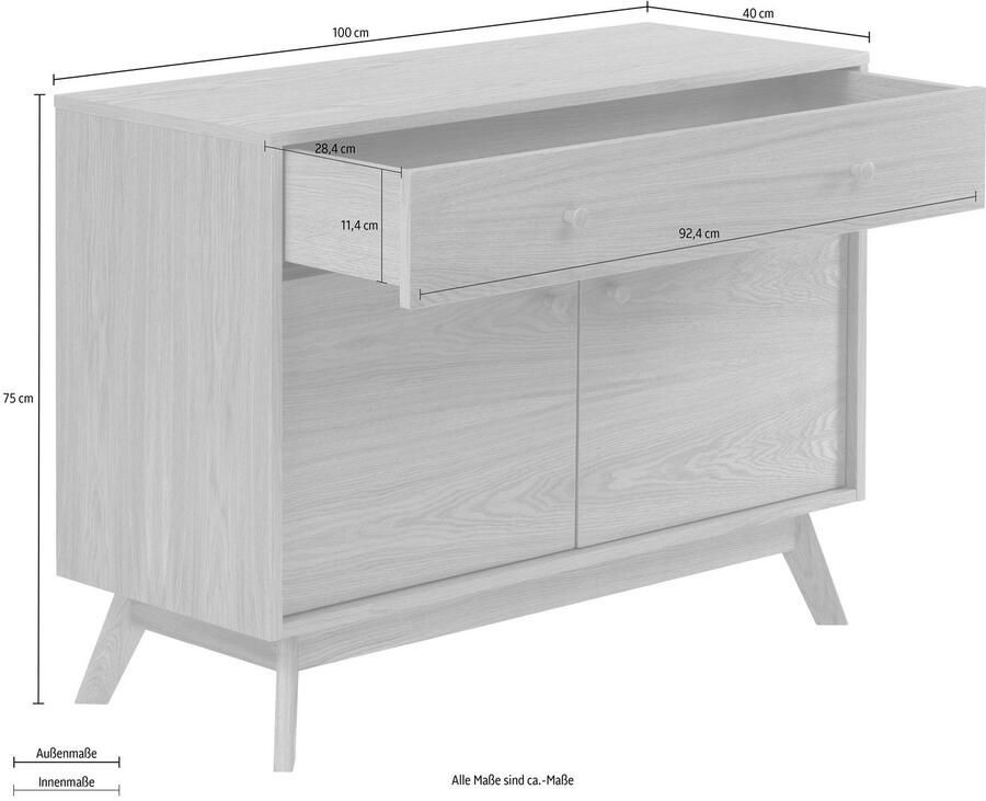 Woodman Dressoir Bjórgvin Kast breedte 100 cm in Scandinavisch ontwerp FSC - Foto 2