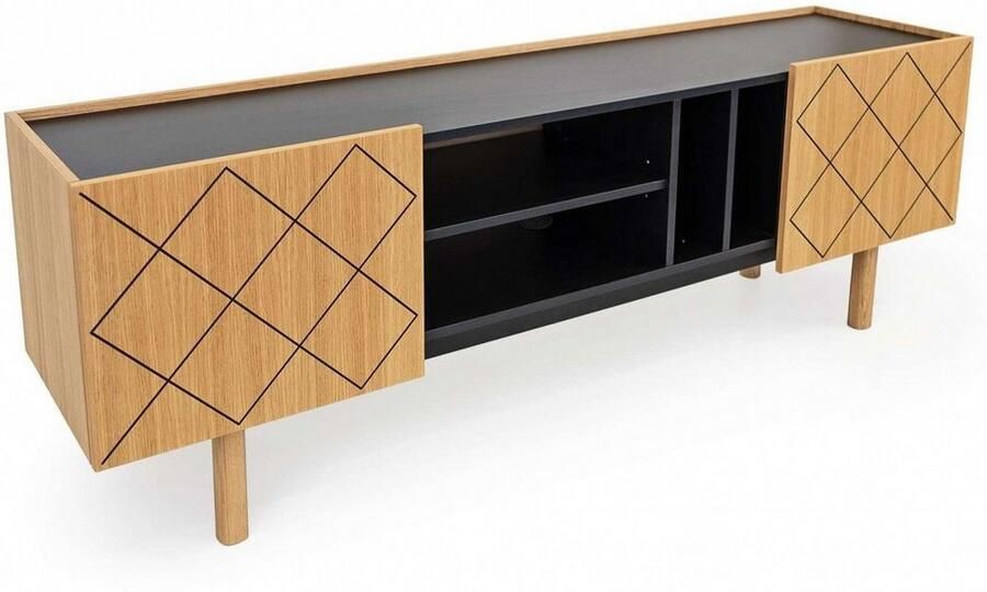 Woodman Dressoir PORTO Commode decoratieve frezingen met eikenhoutfineer breedte 175 cm